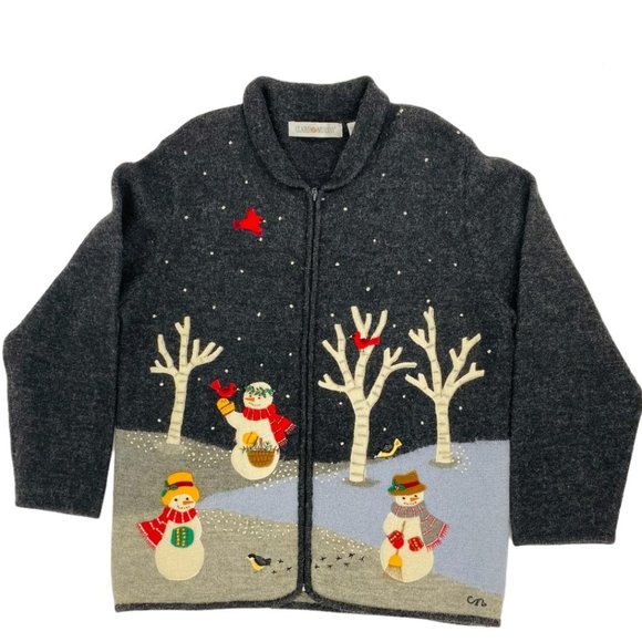 Claire Murray Vintage 100% Wool Christmas Cardigan - Picture 2 of 10